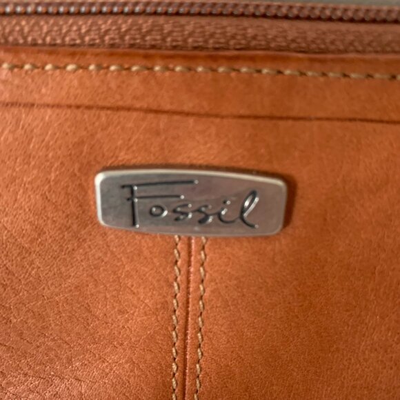 VINTAGE FOSSIL COIN KEY CHAIN BROWN LEATHER WALLET POUCH - Picture 3 of 8